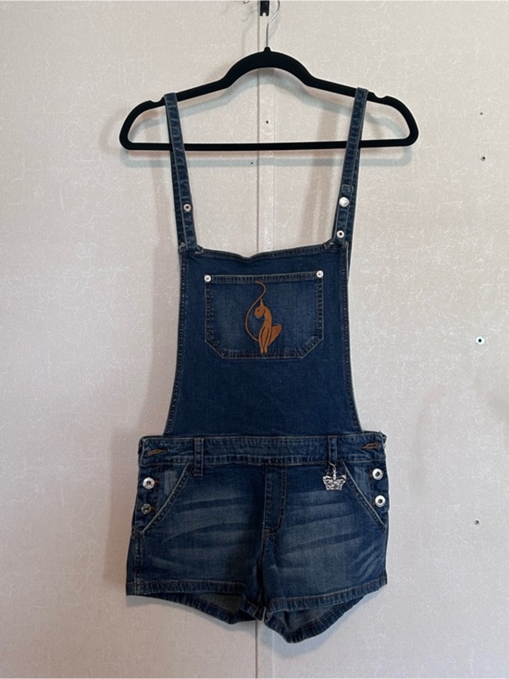 Baby Phat 90s denim overall shorts EUC Juniors 5